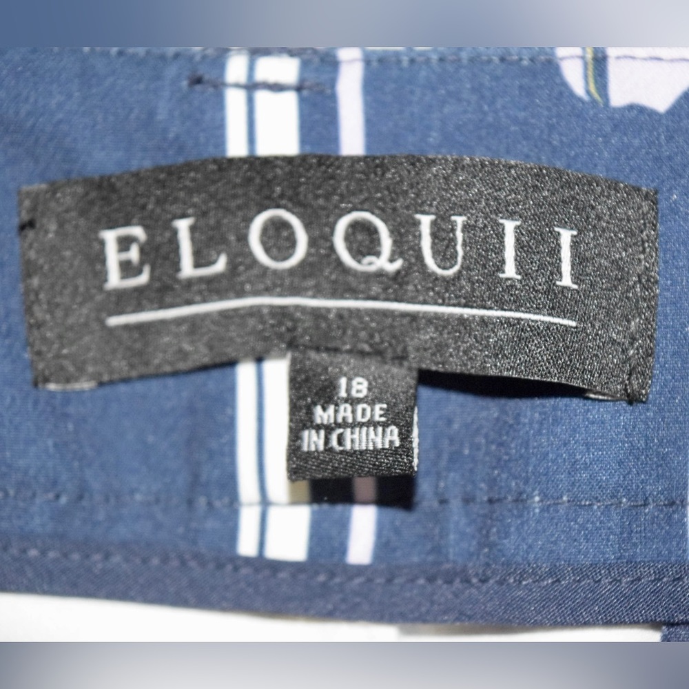 Eloquii Navy Floral Straight Leg Pants - Picture 4 of 4